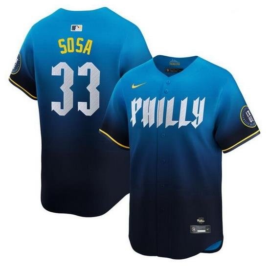 Men Philadelphia Phillies 33 Edmundo Sosa Blue 2024 City Connect Limited Stitched Jersey