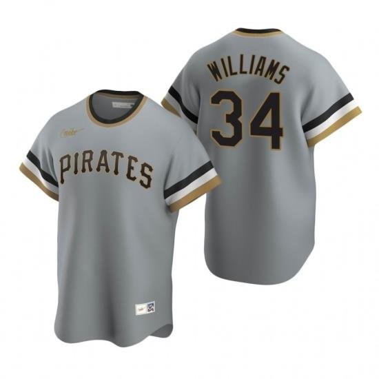 Mens Nike Pittsburgh Pirates 34 Trevor Williams Gray CooperstoWn Collection Road Stitched Baseball Jersey