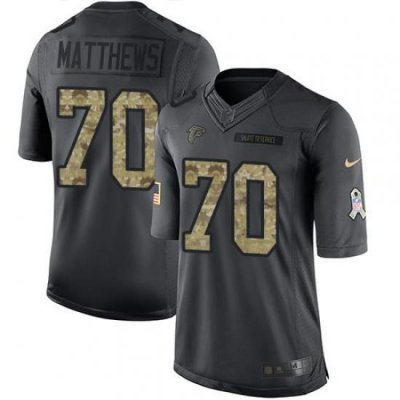 Nike Falcons #70 Jake Matthews Black Mens Stitched NFL Limited 2016 Salute To Service Jersey