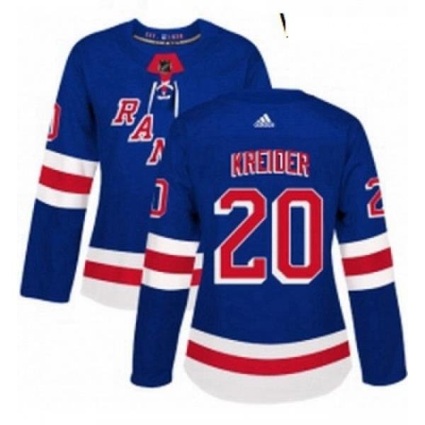 Womens Adidas New York Rangers 20 Chris Kreider Authentic Royal Blue Home NHL Jersey