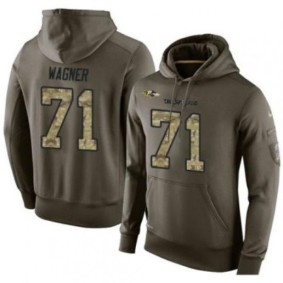 NFL Nike Baltimore Ravens 71 Ricky Wagner Green Salute To Service Mens Pullover Hoodie