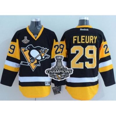 Penguins #29 Andre Fleury Black Alternate 2017 Stanley Cup Finals Champions Stitched NHL Jersey