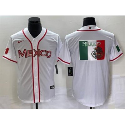 Men Mexico Baseball 2023 White World Baseball Classic Team Big Logo Stitched Jersey 2