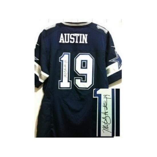 Nike Dallas Cowboys 19 Miles Austin Blue Elite Signed NFL Jersey