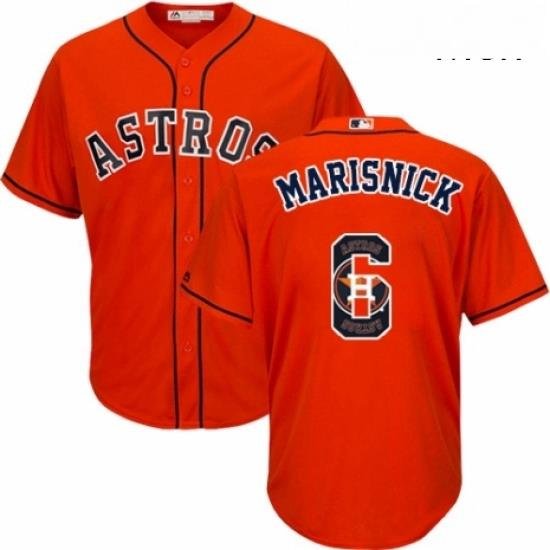 Mens Majestic Houston Astros 6 Jake Marisnick Authentic Orange Team Logo Fashion Cool Base MLB Jersey