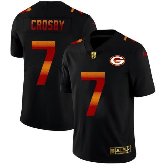 Green Bay Green Bay Green Bay Green Bay Packers 7 Mason Crosby Men Black Nike Red Orange Stripe Vapor Limited NFL Jersey