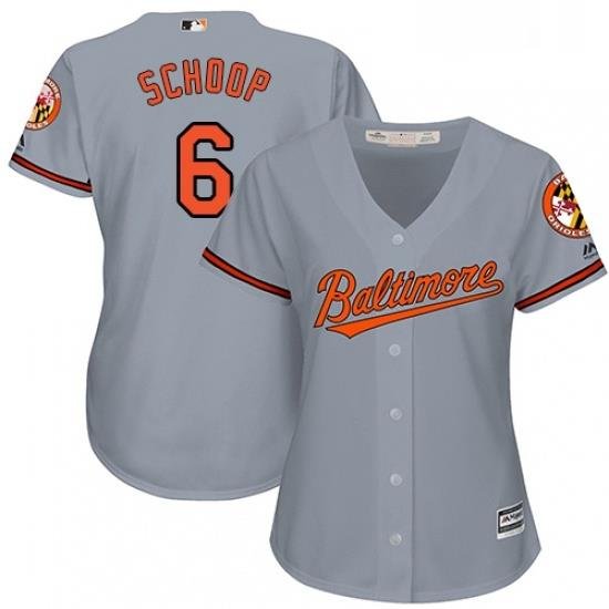 Womens Majestic Baltimore Orioles 6 Jonathan Schoop Replica Grey Road Cool Base MLB Jersey