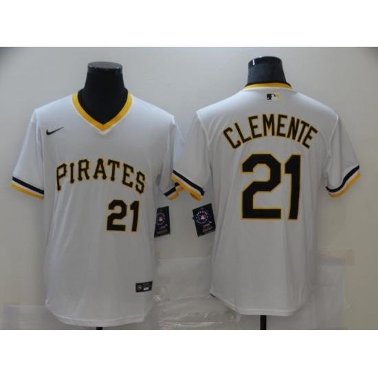 Men Pittsburgh Pirates Roberto Clemente 21 White Mesh Batting Practice ThroWback Pullover Nike Jersey