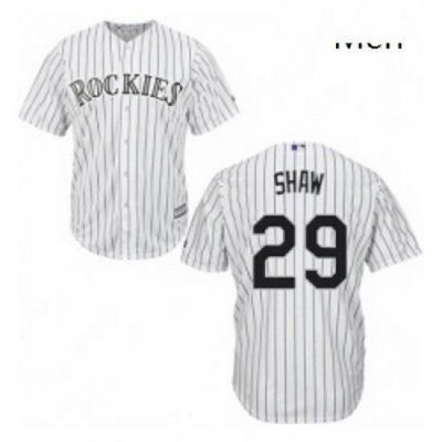 Mens Majestic Colorado Rockies 29 Bryan Shaw Replica White Home Cool Base MLB Jersey