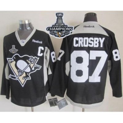 Penguins #87 Sidney Crosby Black Practice 2017 Stanley Cup Finals Champions Stitched NHL Jersey