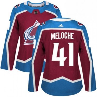 Womens Adidas Colorado Avalanche 41 Nicolas Meloche Authentic Burgundy Red Home NHL Jersey