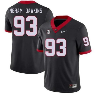 Men #93 Tyrion Ingram-Dawkins Georgia Bulldogs College Football Jerseys Stitched-Black