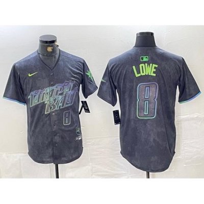 Men Tampa Bay Rays 8 Brandon LoWe Charcoal 2024 City Connect Limited Stitched jerseys