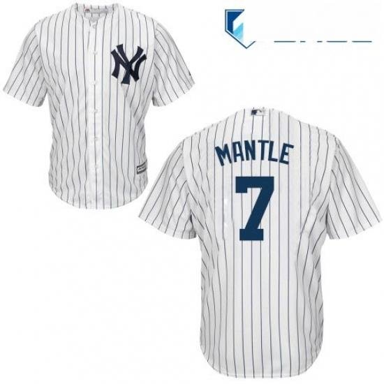 Youth Majestic New York Yankees 7 Mickey Mantle Authentic White Home MLB Jersey