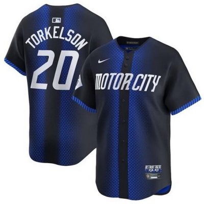 Men Detroit Tigers 20 Spencer Torkelson 2024 Navy City Connect Cool Base Limited Jersey