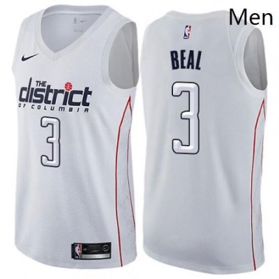 Mens Nike Washington Wizards 3 Bradley Beal Authentic White NBA Jersey City Edition