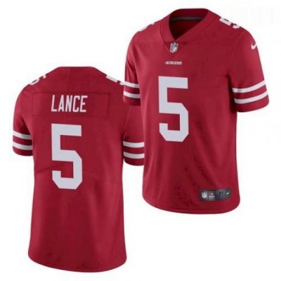 Men San Francisco 49ers #5 Trey Lance Jersey Scarlet 2021 Limited Football