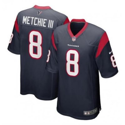 Men Houston Texans 8 John Metchie III Navy Stitched Game Football Jersey