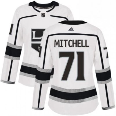 Womens Adidas Los Angeles Kings 71 Torrey Mitchell Authentic White Away NHL Jersey