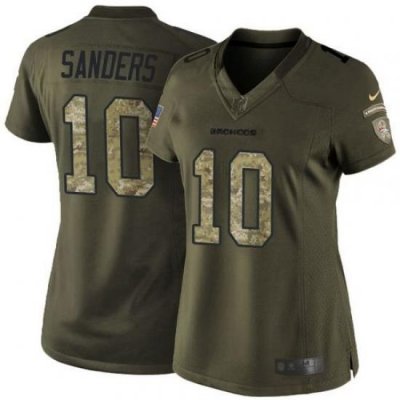 Women Nike Broncos #10 Emmanuel Sanders Green Womens Stitched NFL Limited Salute to Service Jersey