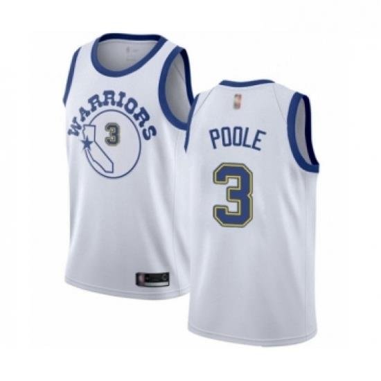 Womens Golden State Warriors 3 Jordan Poole Authentic White Hardwood Classics Basketball Jersey