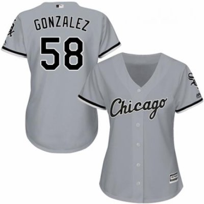 Womens Majestic Chicago White Sox 58 Miguel Gonzalez Authentic Grey Road Cool Base MLB Jersey