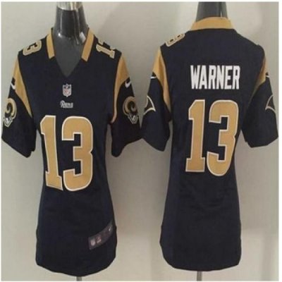 Women New Rams #13 Kurt Warner Navy Blue Team Color Stitched NFL Elite Jersey