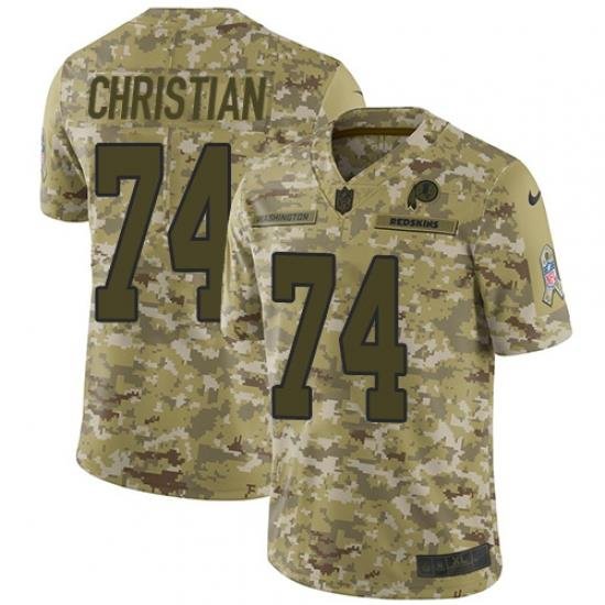 Nike Redskins #74 Geron Christian Camo Men Stitched NFL Limited 2018 Salute To Service Jersey