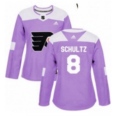 Womens Adidas Philadelphia Flyers 8 Dave Schultz Authentic Purple Fights Cancer Practice NHL Jersey