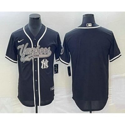 Men's NeW York Yankees Blank Black Cool Base Stitched Baseball Jersey