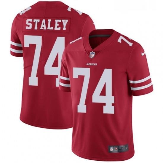 Youth Nike San Francisco 49ers 74 Joe Staley Red Team Color Vapor Untouchable Limited Player NFL Jersey