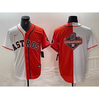 Men Houston Astros White Orange Split Team Big Logo With Patch Cool Base Stitched Baseball Jerseys