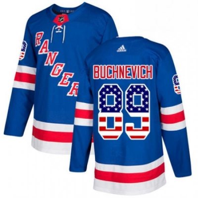 Mens Adidas New York Rangers 89 Pavel Buchnevich Authentic Royal Blue USA Flag Fashion NHL Jersey