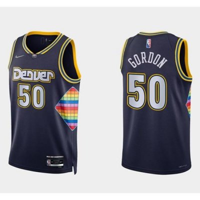 Men Denver Nuggets 50 Aaron Gordon Navy 2021 22 City Edition 75th Anniversary Stitched Jersey