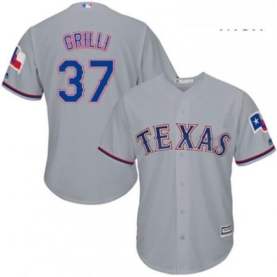 Mens Majestic Texas Rangers 37 Jason Grilli Replica Grey Road Cool Base MLB Jersey