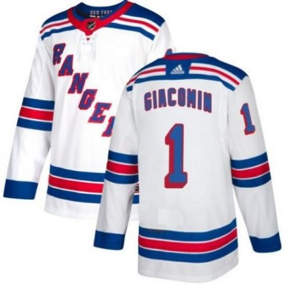 Mens Adidas New York Rangers 1 Eddie Giacomin Premier White Home NHL Jersey