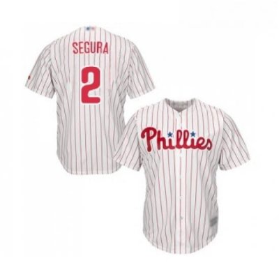 Youth Philadelphia Phillies 2 Jean Segura Replica White Red Strip Home Cool Base Baseball Jersey