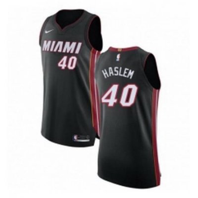 Womens Nike Miami Heat 40 Udonis Haslem Authentic Black Road NBA Jersey Icon Edition