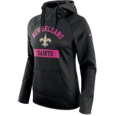 NFL New Orleans Saints Nike Womens Breast Cancer Awareness Circuit Performance Pullover Hoodie Black