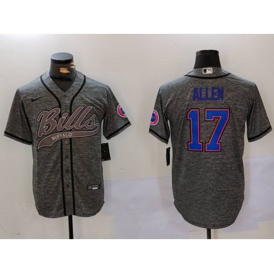 Men Buffalo Bills 17 Josh Allen Grey Team Cool Base Stitched Baseball Jersey 9