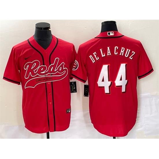 Men Cincinnati Reds 44 Elly De La Cruz Red Cool Base Stitched Baseball Jersey