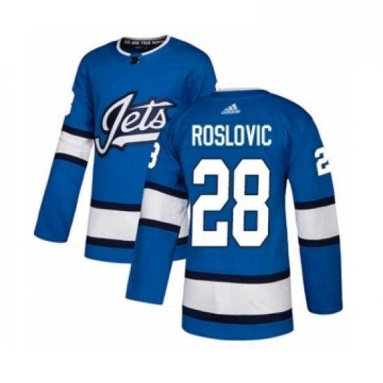 Mens Adidas Winnipeg Jets 28 Jack Roslovic Premier Blue Alternate NHL Jersey