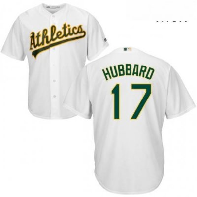 Mens Majestic Oakland Athletics 17 Glenn Hubbard Replica White Home Cool Base MLB Jersey