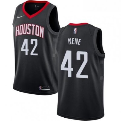 Womens Nike Houston Rockets 42 Nene Authentic Black Alternate NBA Jersey Statement Edition