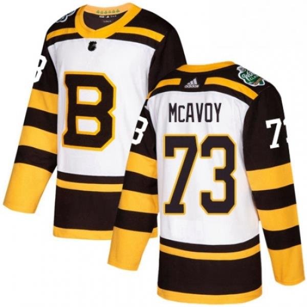 Mens Adidas Boston Bruins 73 Charlie McAvoy Authentic White 2019 Winter Classic NHL Jersey