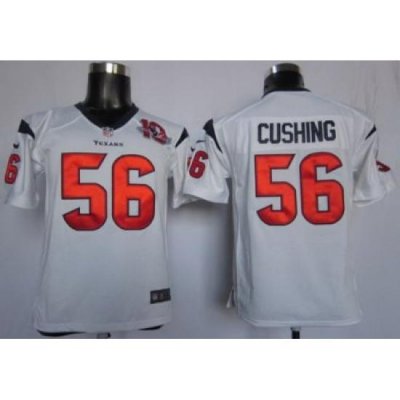 Youth Nike Houston Texans 56 Brian Cushing White Nike NFL Jerseys W 10TH Patch