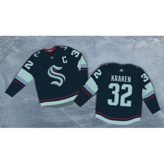 Seattle Kraken  2332 Kraken Adidas 2020 New Team Navy Home Authentic Stitched NHL Jersey