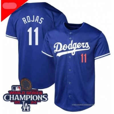 Men Nike Los Angeles Dodgers Miguel Rojas #11 Blue 2024 World Series Champions Stitched MLB Jersey