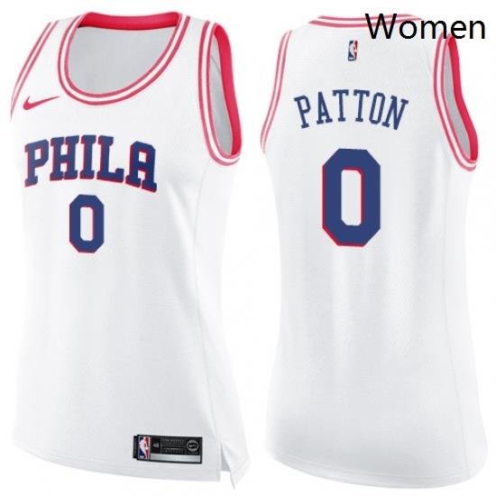 Womens Nike Philadelphia 76ers 0 Justin Patton Swingman White Pink Fashion NBA Jersey