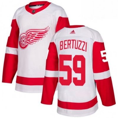 Mens Adidas Detroit Red Wings 59 Tyler Bertuzzi Authentic White Away NHL Jersey